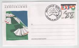 Australia Aerogramme FDC EXPO 88 With Cachet 29-4-1988 - Luchtpostbladen