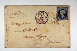 France: Lettre 1855, Paris A Montigny Par Douane (?) - 1849-1876: Classic Period