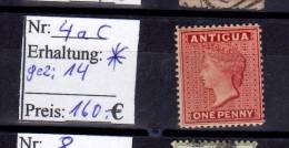 Antigua   Michel Nr:  4a C    * Falz MH  #3140 - 1858-1960 Kolonie Van De Kroon