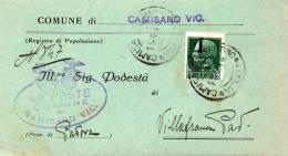 1944 LETTERA CON ANNULLO CAMISANO VICENTINO VICENZA - Poststempel