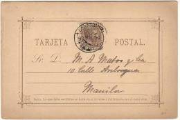 FILIPINAS: Entero Postal Alfonso XII, 1889, CIRCULADA CORREO INTERIOR. - 1850-1931