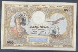 Montenegro Italy Occupation Paper Money Bill Of 1000 Dinara "Verificato" 1931 - Other - Europe