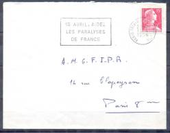 LETTRE  Cachet   PARIS  TRI ET DISTRIBUTION N 16   Le 13 4 1956   Secap    15 Avril Aidez Les Paralyses De France - 1955-1961 Marianne De Muller
