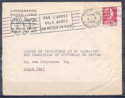 LETTRE  Cachet   PARIS   83    Le  4 5 1956   R.B.V.       PAR L ARMEE VOUS AUREZ UN METIER EN MAIN - 1955-1961 Marianne (Muller)