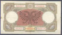 Albania Italy Occupation Paper Bill 20 Franga 1939 - Albania