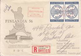 Finland FDC Scott #341a Facit #461v3 Tete-beche Pair 30m Finlandia 1956 With Label On Reverse - FDC