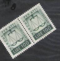 Coppia Di Marche Per Registrazione Nuove**, Verde Grigio, L.100 1961-75 - Fiscales