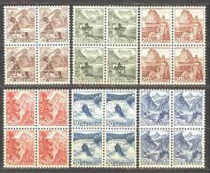 Schweiz 1948 Landschaften Satz Farbänderungen Im Viererblock ** Postfrisch Zu#285-290 Mi#500-505 - Unused Stamps