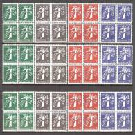 Schweiz 1939 Landi Satz Armbrust Im Viererblock ** Postfrisch Zu#228-239, Mi#344-355 - Unused Stamps