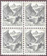 Schweiz 1936 Landschaft 40Rp. Seealpsee Geriffelt Im Viererblock Zu#209z, Mi#305z - Nuovi