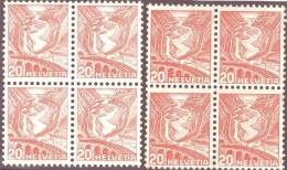 Schweiz 1936 Landschaft Leventina 20 Rp. Geriffelt Im Viererblock ** Postfrisch Zu#205z,205Az, Mi#301Iz,301IIz - Neufs