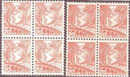 Schweiz 1936 Landschaft Leventina 20 Rp. Geriffelt Im Viererblock ** Postfrisch Zu#205z,205Az, Mi#301Iz,301IIz - Unused Stamps