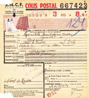 8681# COLIS POSTAUX Y&T N° 187 + 197 VALEUR DECLAREE Obl PARIS AUSTERLITZ 1943 LOIRE ATLANTIQUE Pour NORT - Cartas & Documentos