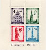 ALLEMAGNE - OCCUPATION FRANCAISE - BADE - RECONSTRUCTION CATHEDRALE DE FRIBOURG - FEUILLET  DENTELE DE 4 TIMBRES - Baden