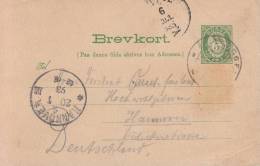 Norway Pre-printed Postal Card 5o Posthorn, Green Postmarked 1893 - Enteros Postales