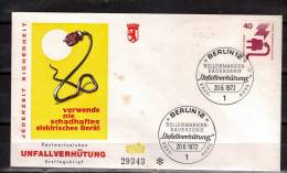 ALLEMAGNE BERLIN  FDC 1972 Securite  Du Travail  Fil Electrique - Accidents & Road Safety