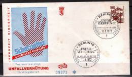 ALLEMAGNE  BERLIN   FDC 1972 Securite  Du Travail  Gant Main Plaque D Egout - Accidents & Sécurité Routière