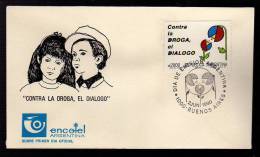 Contra La Droga, El Dialogo - 1990 - Argentina - Sobre Día De Emisión - Cover Fdc - Droga