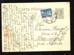 1938 POSTCARD STATIONERY 3,5 LEI,ADITIONAL STAMPS FONDUL AVIATIEI 50 BANI, ROMANIA - Cartas & Documentos
