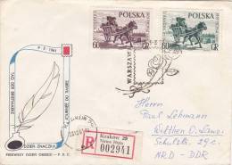 POLSKA  LETTRE BRIEF RECOM. FDC 1961, KRAKOW, Mi 1266.1267  /3083 - Cartas & Documentos