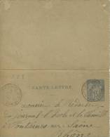 CARTE LETTRE ENTIERS POSTAUX 1890 # 15C SAGE # # CORRESPONDANCE  INTERIEUR - Cartes-lettres