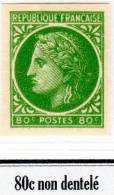 CERES DE MAZELIN -  80c Vert-jaune N° 675** (non Dentelè) - 1945-47 Cérès De Mazelin