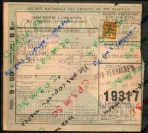 Colis Postaux Bulletin D´expédition 9.50fr 5kg Timbre 2.40fr N° 19317 (cachet Gare SNCF LYON PERRACHE PLM) - Cartas & Documentos