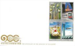 THAILANDE.Centenaire Du Ministre Des Transports (Airport Express Train,ponts Et Viaduc, Etc)   FDC 2012 - Autres & Non Classés