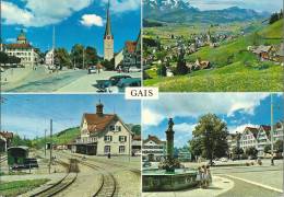 Gais, 4 Ansichten, Bahnhof Und Post - Gais