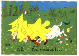 A. DUBOUT. Grand Format. Editions Du Moulin.- Ah ! La Vache. Carte Humoristique Sur Le Camping - Dubout