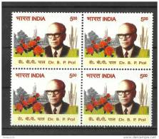INDIA, 2008, Dr B P Pal, Birth Centenary, (Agricultural Scientist), Science, Rose, Wheat,Block Of 4,   MNH, (**) - Unused Stamps