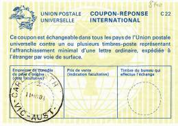 8740# AUSTRALIE COUPON REPONSE INTERNATIONAL Obl CARLTON VICTORIA AUSTRALIA 1981 UNION POSTALE INTERNATIONALE - Covers & Documents