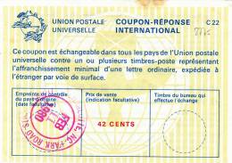 8775# UNITED STATES COUPON REPONSE INTERNATIONAL CHARLOTTE NC 1980 42 Cents REPLY COUPON UNIVERSAL POSTAL UNION - Cartas & Documentos