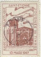 VIGNETTE   JOURNÉE DU TIMBRE # ST ETIENNE 1947 # GRANDE EGLISE # M HETAT - Filatelistische Tentoonstellingen