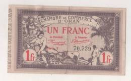 BILLET FRANCE - CHAMBRE DE COMMERCE D´ORAN - 1 FRANC - ROUGE - 04 FEVRIER 1920 - Cámara De Comercio