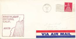 USA Cover First Flight Ontario California AM 29 Ontario 2-6-1969 - Brieven En Documenten