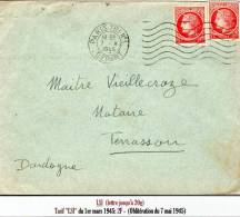 CERES DE MAZELIN - Affranch. "LSI" Avec 2x 1F Rose-rouge (Tarif Du 1/3/45) - 1945-47 Ceres De Mazelin