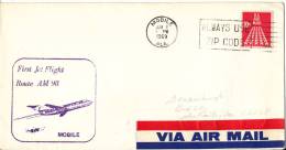 USA Cover First Jet Flight Route AM 98 Mobile ALA.1-6-1969 - Lettres & Documents