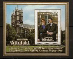 Aitutaki Cook 1986 N° BF 63 ** Mariage Royal, Prince Andrew, Sarah Fergusson, Londres, Abbaye De Westminster, Portraits - Aitutaki