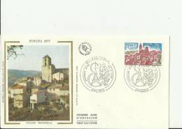 EUROPA CEPT 1977 - FRANCE -  SET OF 2 FDC - PORT BRETON - PROVENCE VILLAGE - DESIGN ON SILK - W 2  ST OF F.FR 1-1,40 FR - 1977