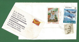 INDIA 2012 , 2011 ,  2010 Used Stamps With Registered Letter Slip - TIGER , NAVY AIR SQUADRON , GANDHI - Storia Postale