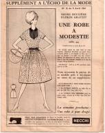 Supplément à L´Echo De La Mode N°15 , 1961 - Patron D´ Une Robe à Modestie - Fashion