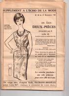 Supplément à L´Echo De La Mode N°48 , 1960 - Patron D´ Un Faux Deux-pièces - Fashion