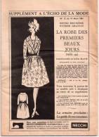 Supplément à L´Echo De La Mode N°12 , 1961 - Patron De Robe Des Premiers Beaux Jours - Mode