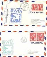 BWIA (BRITISH WEST INDIAN AIRWAYS) FIRST FLIGHT COVER FROM NEW YORK X2 -SEE BELOW DETAILS - Brieven En Documenten