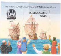 Bahamas 1990 Discovery Of America Columbus Fleet Leaving Cadiz S/S MNH - Christoffel Columbus