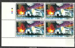 INDIA, 2008, Centenary Of Tata Steel,  Block Of 4, With Traffic Lights, Steel Plant, Rolls Of Mineral, MNH,  (**) - Neufs
