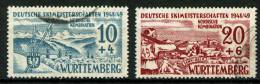 Französische Zone, Württemberg- Hohenzollern 1949, Deutsche Skimeisterschaften (Nordische Kombination) Mi.N° 38/39 Geste - Württemberg