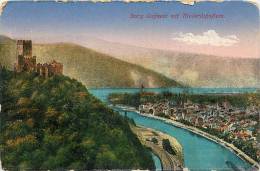 BURG LAHNECK MIT NIEDERLAHNSTEIN. BELLA IMMAGINE DEL PAESE PER LA  CARTOLINA ANNI '30 - '40 - Lahnstein