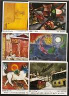 Bhoutan Bhutan 1987 N° BF 133 / 44 ** Tableaux, Marc Chagall, Chat, Coq, Violon, Musique, Singe, Chien, Arc De Triomphe - Bhutan